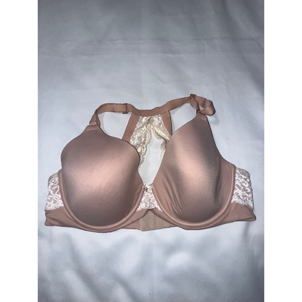 Soma Embraceable Full Coverage Lace Bra 38DD Tan Nude Racerback Underwire 091803